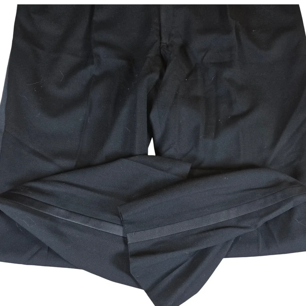 Men's Black Formal Dress Pants Pleated Striped Detail‎ Trousers